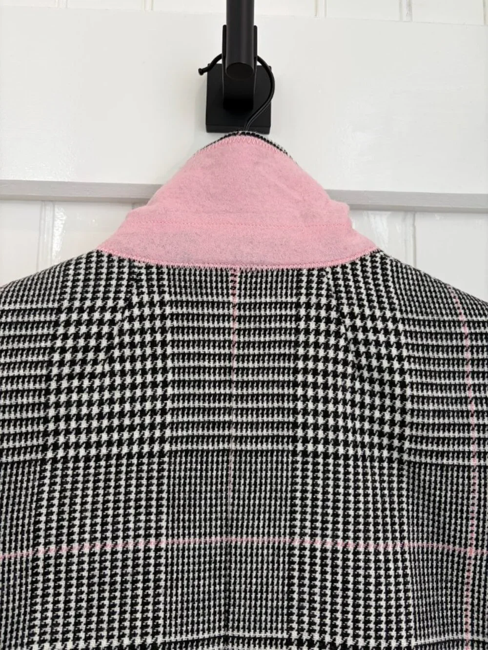 J.Crew Nello Gori Boyfriend Blazer Glen Plaid Houndstooth Pink Lining Sz 2